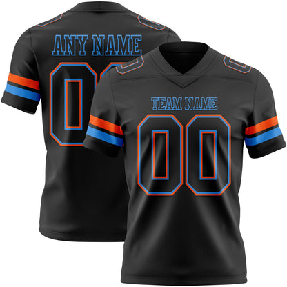 Custom Black Powder Blue-Orange Mesh Authentic Football Jersey