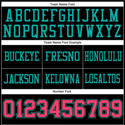 Custom Black Neon Pink-Aqua Mesh Authentic Football Jersey