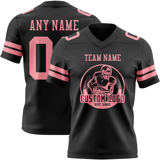 Custom Black Medium Pink Mesh Authentic Football Jersey