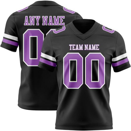 Custom Black Medium Purple-White Mesh Authentic Football Jersey