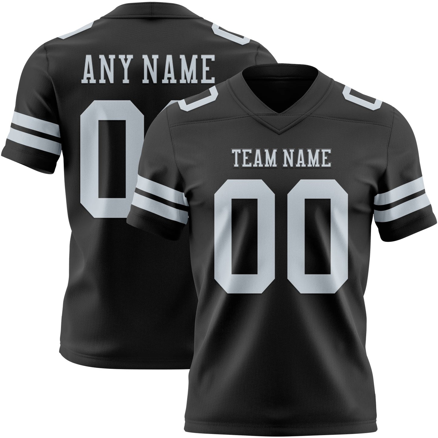 Custom Black Silver Mesh Authentic Football Jersey