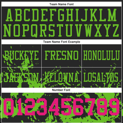 Custom Black Hot Pink-Aurora Green Splash Mesh Authentic Football Jersey