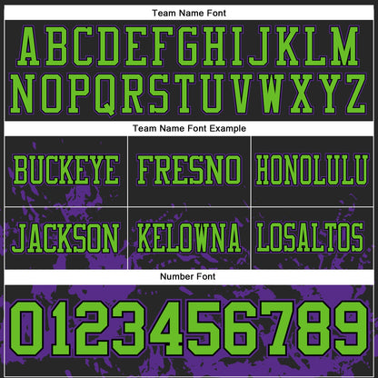 Custom Black Neon Green-Purple Splash Mesh Authentic Football Jersey