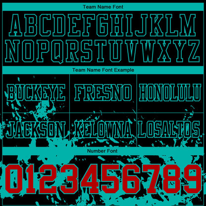 Custom Black Red-Aqua Splash Mesh Authentic Football Jersey
