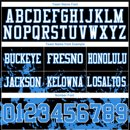 Custom Black Powder Blue-White Splash Mesh Authentic Football Jersey