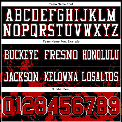 Custom Black Red-White Splash Mesh Authentic Football Jersey