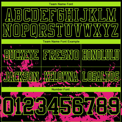 Custom Black Hot Pink-Neon Green Splash Mesh Authentic Football Jersey