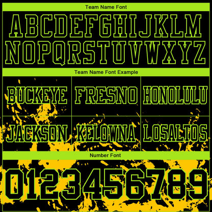Custom Black Yellow-Neon Green Splash Mesh Authentic Football Jersey