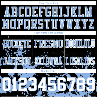 Custom Black White-Light Blue Splash Mesh Authentic Football Jersey