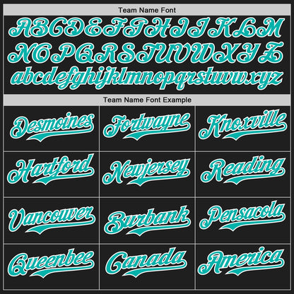 Custom Black Aqua-White Authentic Baseball Jersey