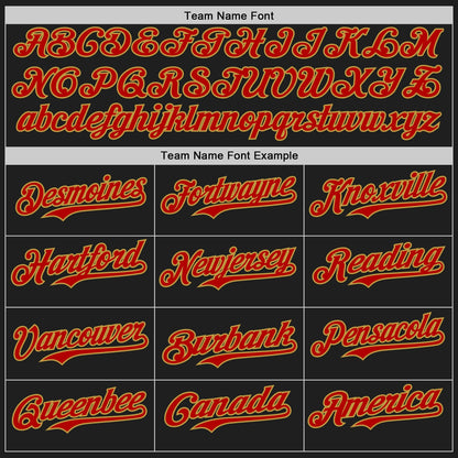 Custom Black Red-Old Gold Authentic Baseball Jersey