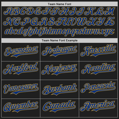 Custom Black Royal-Old Gold Authentic Baseball Jersey
