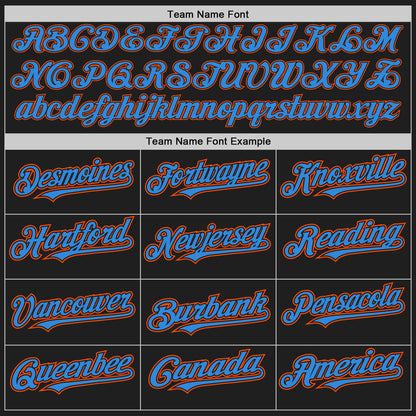 Custom Black Electric Blue-Orange Authentic Baseball Jersey