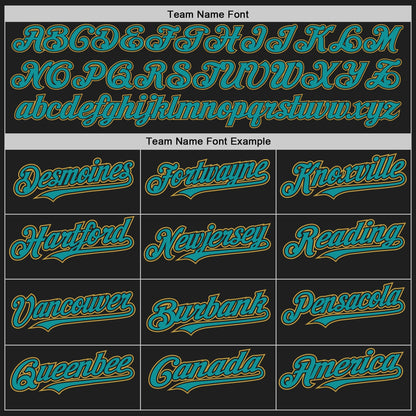 Custom Black Teal-Old Gold Authentic Baseball Jersey