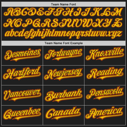 Custom Black Gold-Orange Authentic Baseball Jersey