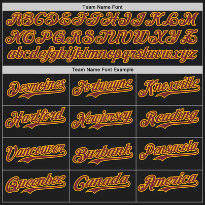 Custom Black Burgundy-Gold Authentic Baseball Jersey