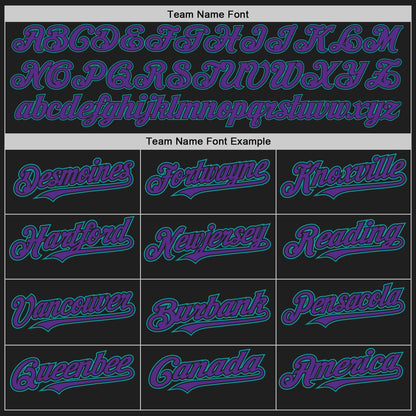 Custom Black Purple-Teal Authentic Baseball Jersey
