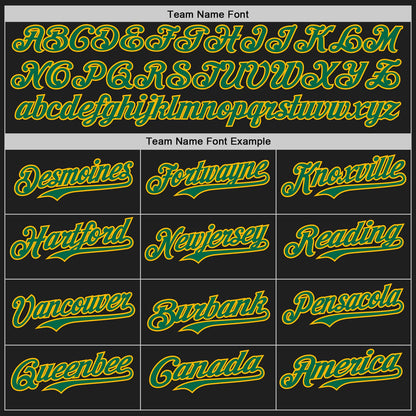 Custom Black Kelly Green-Gold Authentic Baseball Jersey