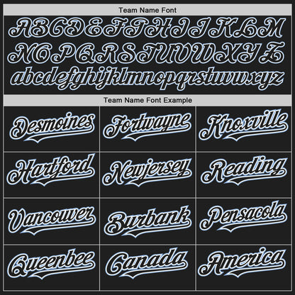Custom Black White-Light Blue Authentic Baseball Jersey