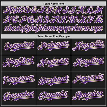 Custom Black Purple-Cream Authentic Baseball Jersey