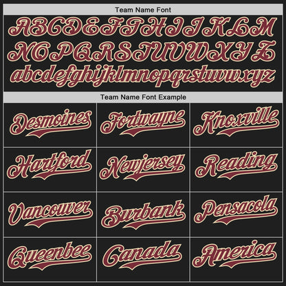 Custom Black Burgundy-Cream Authentic Baseball Jersey