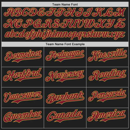 Custom Black Crimson-Old Gold Authentic Baseball Jersey