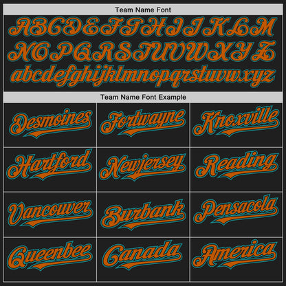 Custom Black Teal-Texas Orange Authentic Baseball Jersey