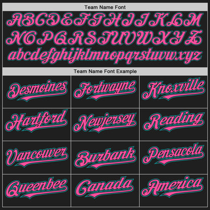 Custom Black Teal-Pink Authentic Baseball Jersey