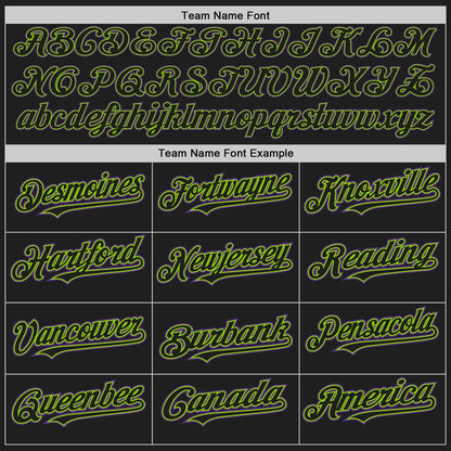 Custom Black Neon Green-Purple Authentic Baseball Jersey