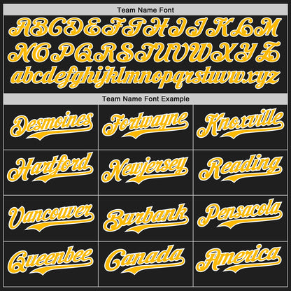 Custom Black Gold-White Authentic Baseball Jersey