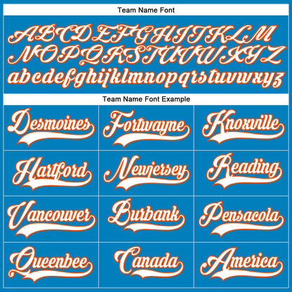 Custom Blue White-Orange Hockey Lace Neck Jersey