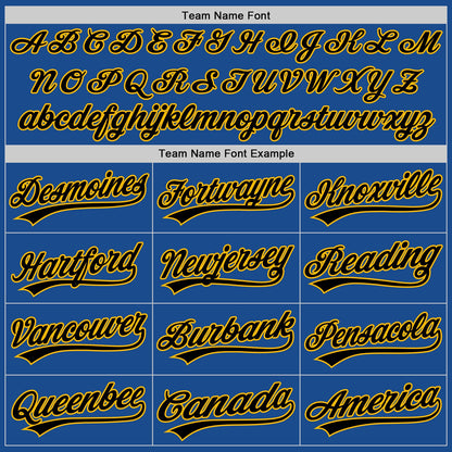 Custom Blue Gold-Black Authentic Throwback Baseball Jersey