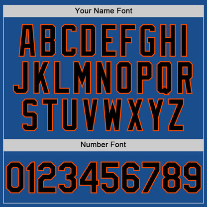 Custom Blue Black-Orange Mesh Authentic Throwback Baseball Jersey