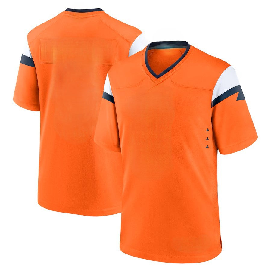 Custom Men's Broncos Orange/Navy/White Exact Replica Football Jersey