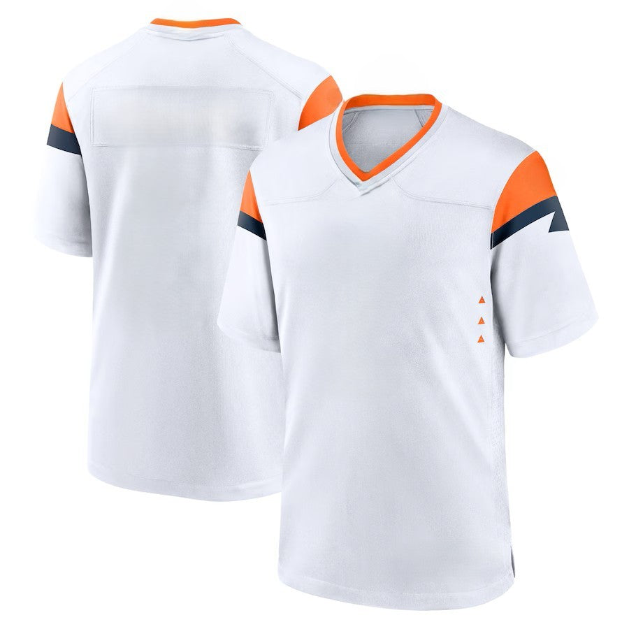Custom Men's Broncos Orange/Navy/White Exact Replica Football Jersey