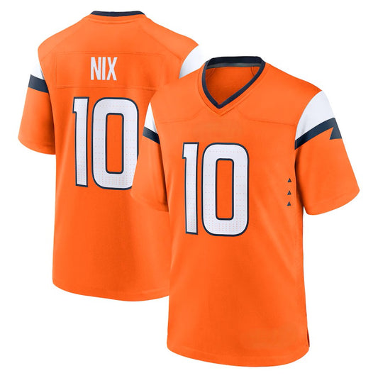 Custom Men's Broncos Orange/Navy/White Exact Replica Football Jersey