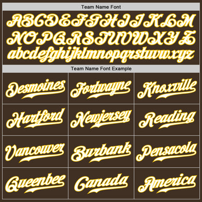 Custom Brown White-Gold Authentic Baseball Jersey