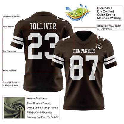 Custom Brown White Mesh Authentic Football Jersey