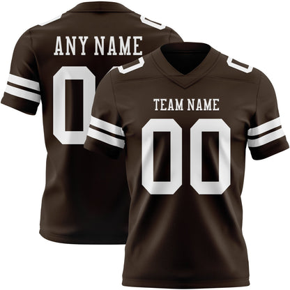 Custom Brown White Mesh Authentic Football Jersey