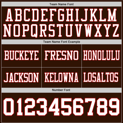Custom Brown White-Red Mesh Authentic Football Jersey