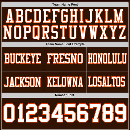 Custom Brown White-Orange Mesh Authentic Football Jersey