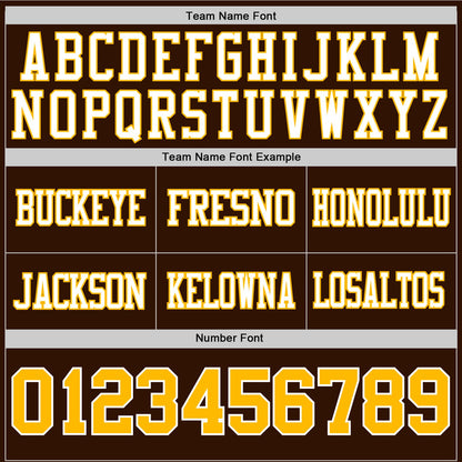 Custom Brown Gold-White Mesh Authentic Football Jersey