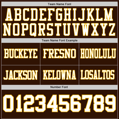 Custom Brown White-Gold Mesh Authentic Football Jersey