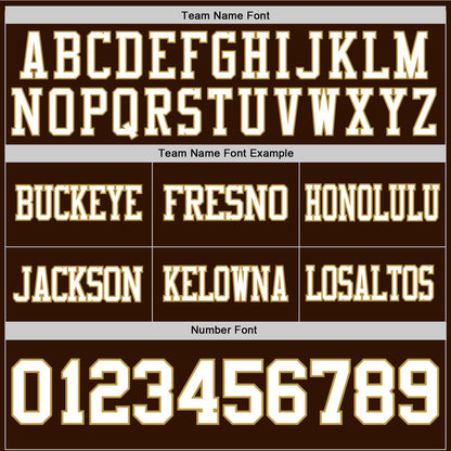 Custom Brown White-Old Gold Mesh Authentic Football Jersey
