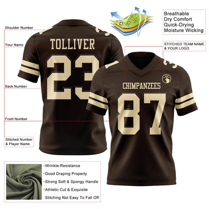 Custom Brown Cream Mesh Authentic Football Jersey
