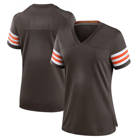 Custom Women's Browns Brown/White Exact Replica Football Jersey