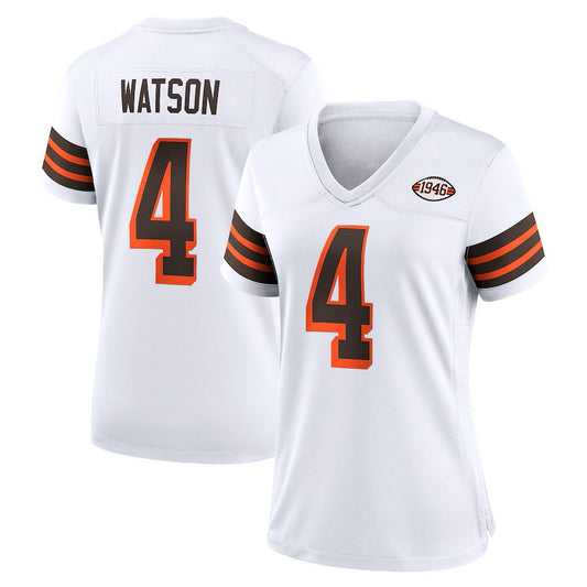 Custom Women's Browns White Alternate Exact Replica Football Jersey