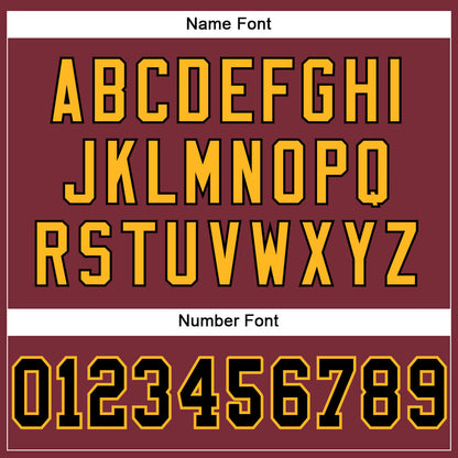 Custom Burgundy Black-Gold Mesh Authentic Football Jersey