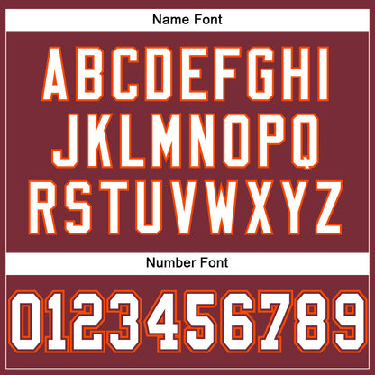 Custom Burgundy White-Orange Mesh Authentic Football Jersey