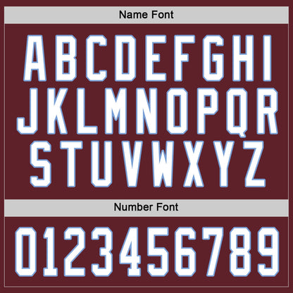 Custom Burgundy White-Light Blue Hockey Jersey